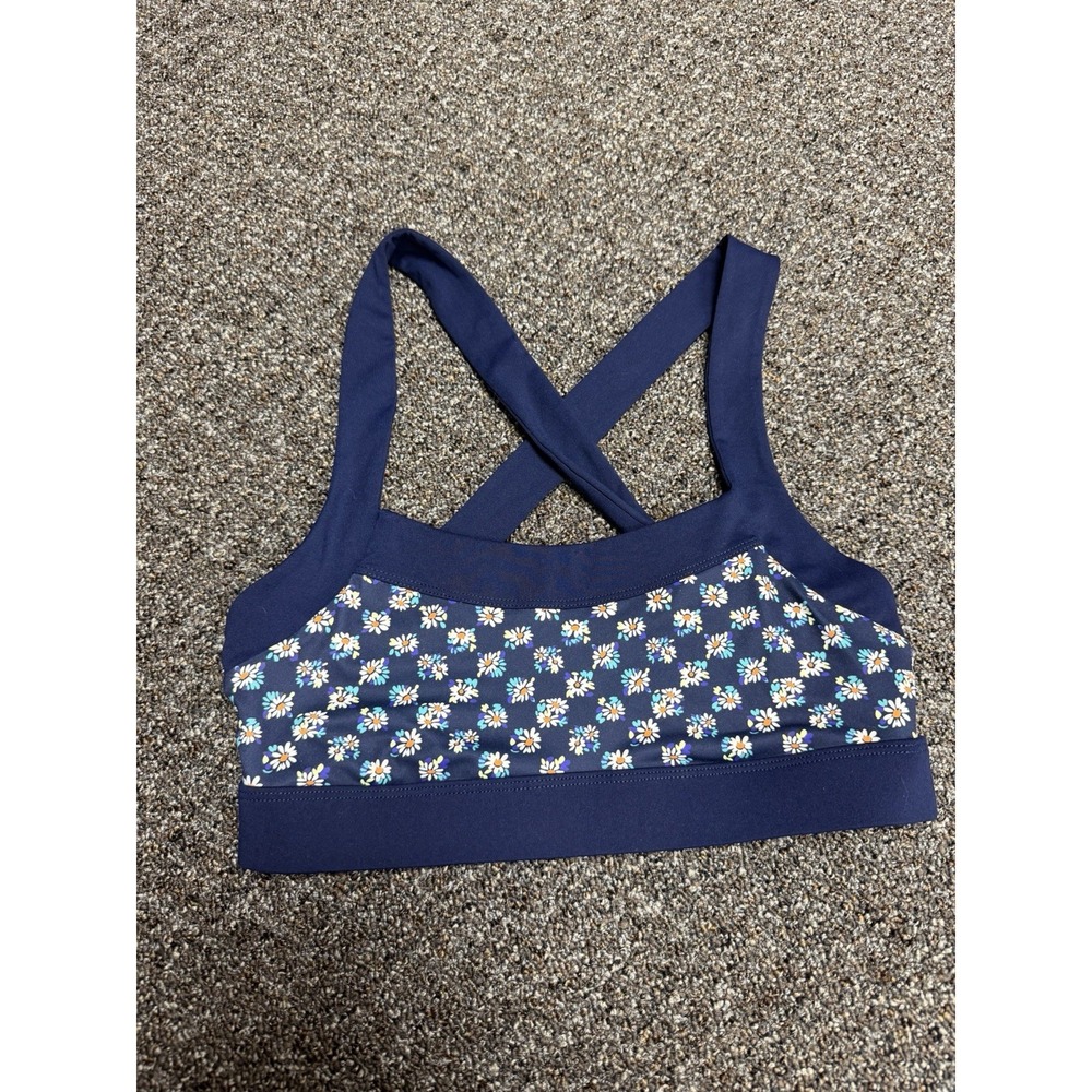 Blue Patterned Sports Bra Athletic Workout Padded Size Small High Quality